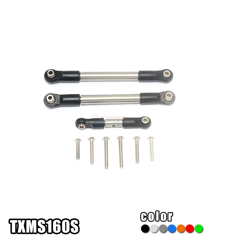 STAINLESS STEEL ADJUSTABLE TIE RODS set TXMS160S FOR 1/10 TRAXXAS MAXX 4WD MONSTER TRUCK 89076-4